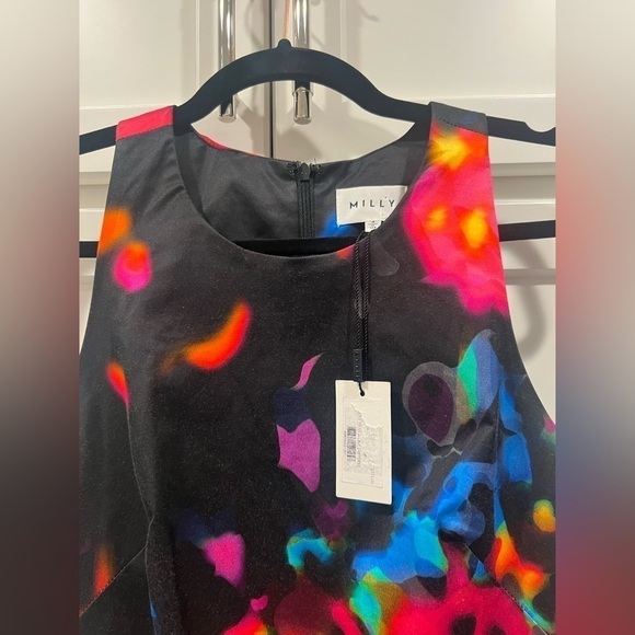 NWT!! Milly New York Rosette A-line Mini Dress. Size 4. Beautiful vibrant print. - Picture 9 of 11